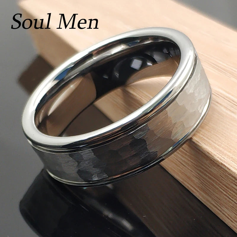 Tungsten Carbide Hammer Special Rings for Men Women 8mm 6mm Wedding Band