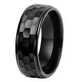 8mm Tungsten Ring Hammer Comfort Fit Wedding Band