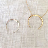 Vintage Hammered Moon Necklace 925 Silver Pendant Choker