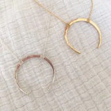 Vintage Hammered Moon Necklace 925 Silver Pendant Choker