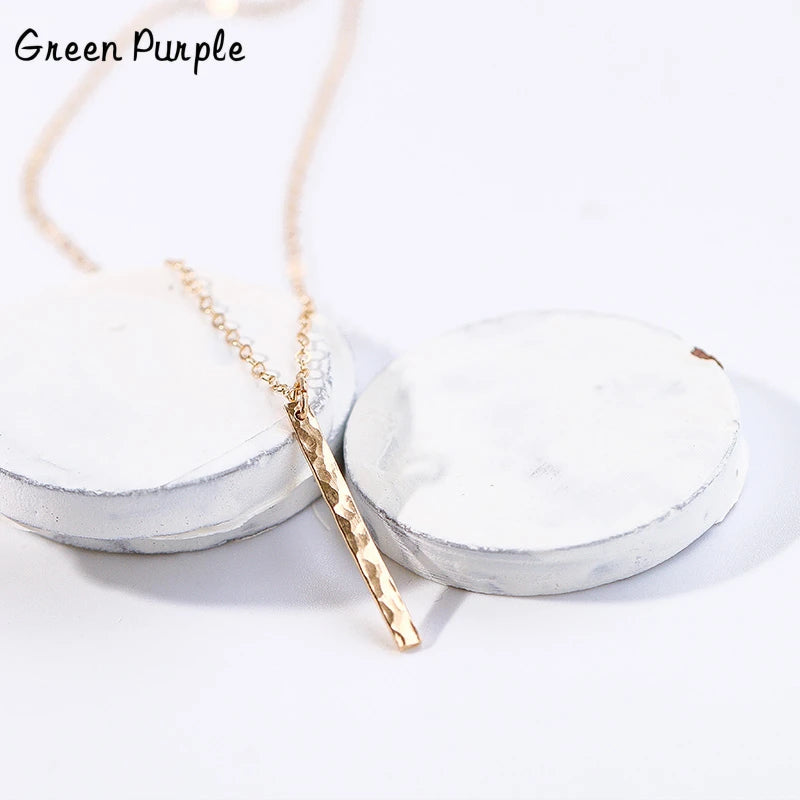 Boho Hammered Long Bar Necklace Chocker Jewelry Pendant