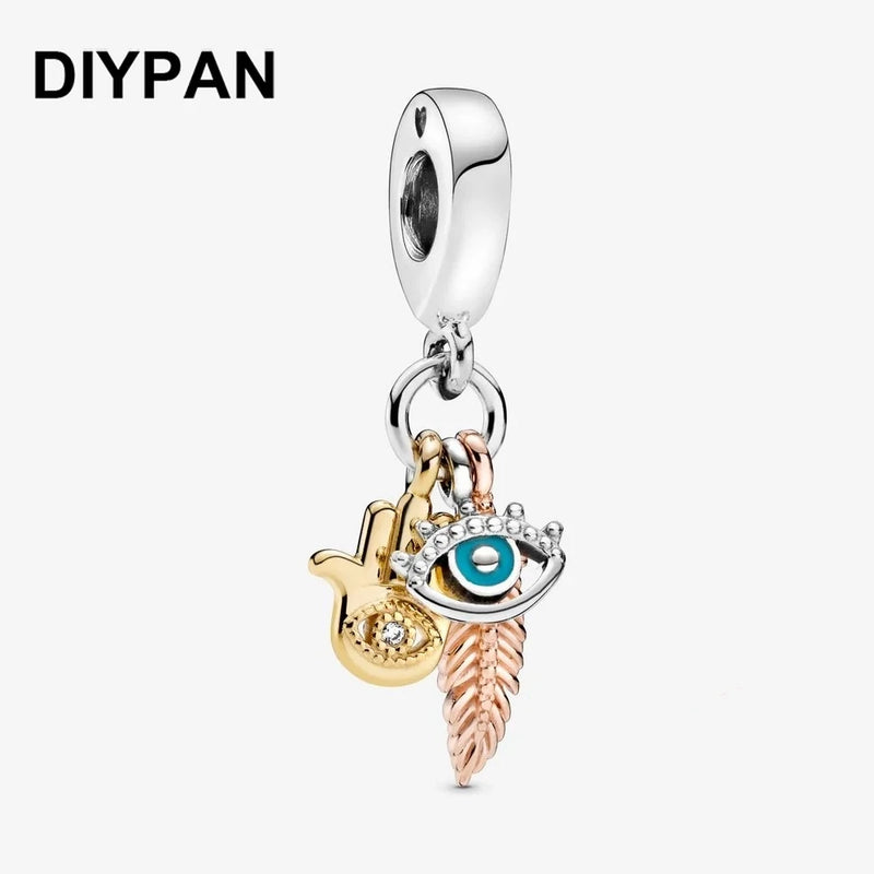 Hamsa Eye & Feather Charm for Pan Bracelet