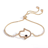 Hamsa Bracelet Hand of Fatima Cubic Zirconia Hand Chain