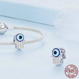 Hamsa Evil Eye Pendant 925 Sterling Silver Bead Fatima Hand