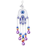Hamsa Hand Devil Eye Wind Chimes Glass Pendant Hanging Decor