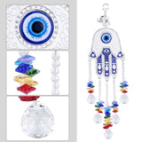 Hamsa Hand Devil Eye Wind Chimes Glass Pendant Hanging Decor