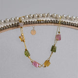 Double-Layer Bracelet With Rainbow Tourmalines Inlaid