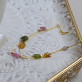 Double-Layer Bracelet With Rainbow Tourmalines Inlaid