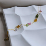 Double-Layer Bracelet With Rainbow Tourmalines Inlaid