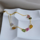 Double-Layer Bracelet With Rainbow Tourmalines Inlaid