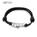 Braided Bracelet and Steel Charms Rope Couple Bracelet