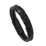 Men's Braided Leather Bracelet with Magnet Buckle