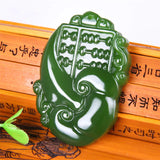 Hand-Carved Abacus Green Jade Pendant Necklace Charm Jadeite Jewelry