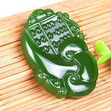 Hand-Carved Abacus Green Jade Pendant Necklace Charm Jadeite Jewelry