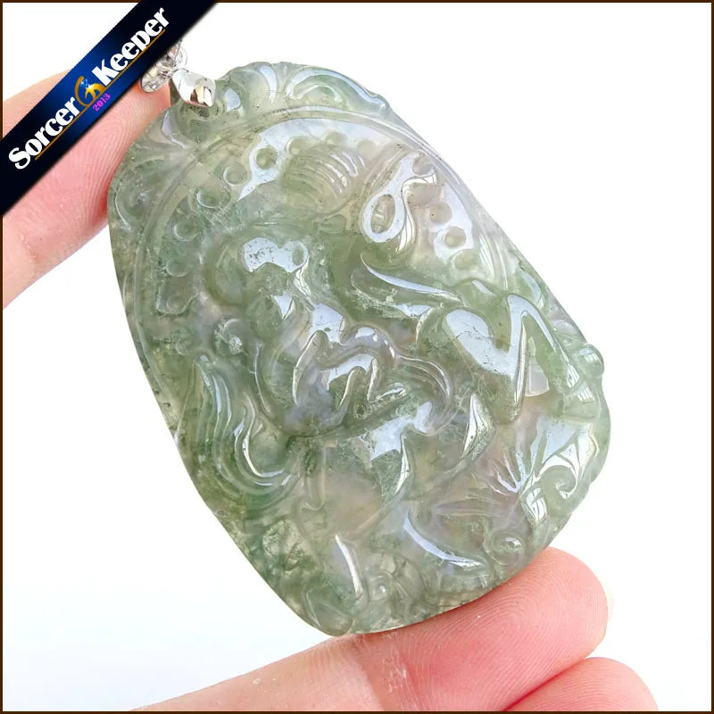 Green Agate Stone Pendant Necklace for Boys SS944