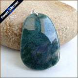 Green Agate Stone Pendant Necklace for Boys