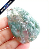 Hand Carved Brave Troops Green Agate Stone Pendant Necklace for Boys SS911