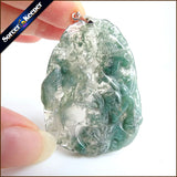 Hand Carved Brave Troops Green Agate Stone Pendant Necklace for Boys SS911