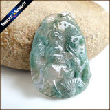 Hand Carved Brave Troops Green Agate Stone Pendant Necklace for Boys SS911