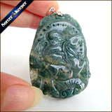 Green Agate Stone Pendant Necklace for Boys
