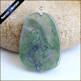 Green Agate Stone Pendant Necklace for Boys SS944