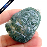 Green Agate Stone Pendant Necklace for Boys