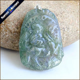Green Agate Stone Pendant Necklace for Boys SS944