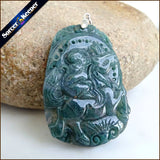 Green Agate Stone Pendant Necklace for Boys