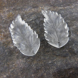 Hand Carved Clear Quartz Leaf Crystal Loose Bead Components