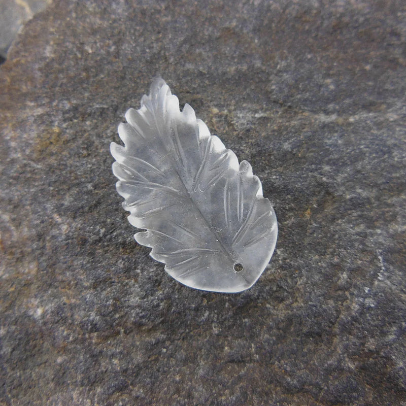 Hand Carved Clear Quartz Leaf Crystal Loose Bead Components