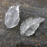 Hand Carved Clear Quartz Leaf Crystal Loose Bead Components