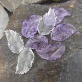 Hand Carved Clear Quartz Leaf Crystal Loose Bead Components