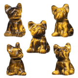 Rose Quartz Dog Statue Hand Carved Crystal Stone Animal Figurine