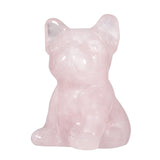 Rose Quartz Dog Statue Hand Carved Crystal Stone Animal Figurine