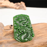 Hand Carved Dragon Green Jade Pendant Necklace Charm Jadeite Jewellery