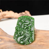 Hand Carved Dragon Green Jade Pendant Necklace Charm Jadeite Jewellery