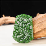 Hand Carved Dragon Green Jade Pendant Necklace Charm Jadeite Jewellery