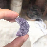 Natural Amethyst Cluster Crystal Moon Pendant for Healing