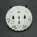 Hand-Carved Green Jade Pendant Necklace Chinese Double-sided Charm Amulet