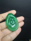 Hand Carved Green Chalcedony Buddha Pendant