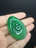 Hand Carved Green Chalcedony Buddha Pendant