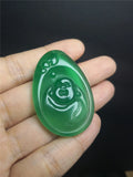 Hand Carved Green Chalcedony Buddha Pendant