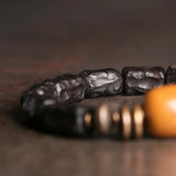 Hand Carved Strip Ebony Vintage Copper Bracelet Wood Jewelry