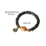 Hand Carved Strip Ebony Vintage Copper Bracelet Wood Jewelry