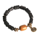 Hand Carved Strip Ebony Vintage Copper Bracelet Wood Jewelry