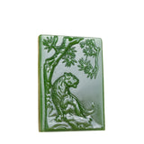 Hand-Carved Tiger Green Jade Pendant Necklace Chinese Amulet