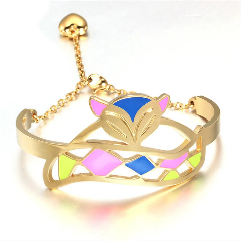 Stainless Steel Fox Bracelet Women Jewelry Hand Chain