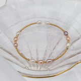 Hand Crafted Rice Pearl Beaded Cuff Bangle Bracelet