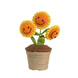 Hand Crochet Knitting Wool Smiley Face Sunflower Ornaments