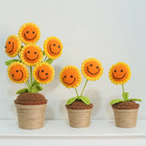 Hand Crochet Knitting Wool Smiley Face Sunflower Ornaments